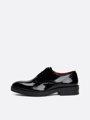 scarpe derby th x festive in pelle verniciata nero da uomini tommy hilfiger