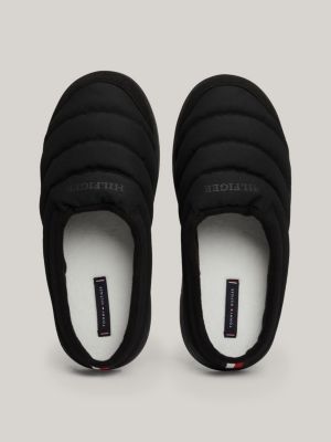 black quilted logo slippers for men tommy hilfiger