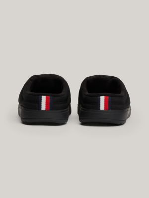 chaussons à surpiqûres en relief et logo noir pour hommes tommy hilfiger