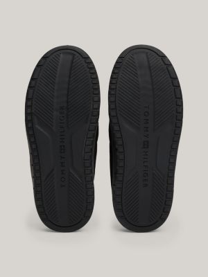 black quilted logo slippers for men tommy hilfiger