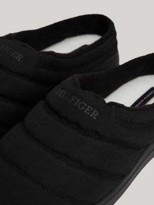 black quilted logo slippers for men tommy hilfiger