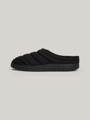 black quilted logo slippers for men tommy hilfiger