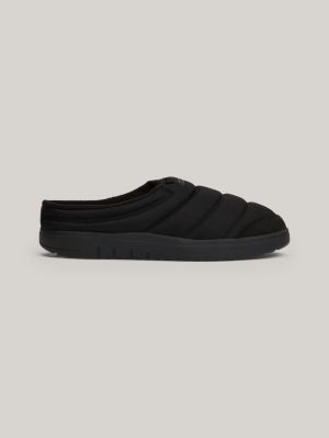 black quilted logo slippers for men tommy hilfiger