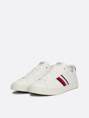 white leather signature tape court trainers for men tommy hilfiger