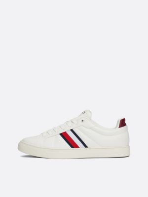 white leather signature tape court trainers for men tommy hilfiger