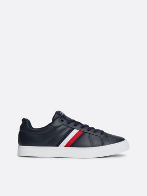 sneakers sportive in pelle con nastro iconico blue da uomini tommy hilfiger