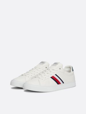 white leather signature tape court trainers for men tommy hilfiger