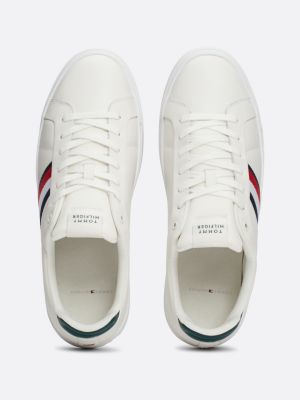 white leather signature tape court trainers for men tommy hilfiger