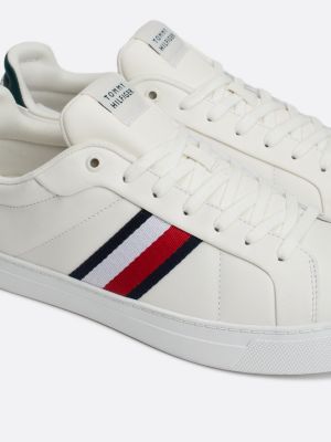 white leather signature tape court trainers for men tommy hilfiger