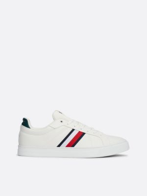 white leather signature tape court trainers for men tommy hilfiger