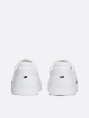 sneakers sportive in pelle con nastro iconico bianco da uomini tommy hilfiger