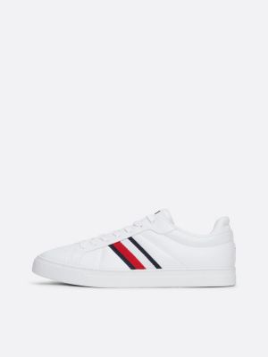 white leather signature tape court trainers for men tommy hilfiger