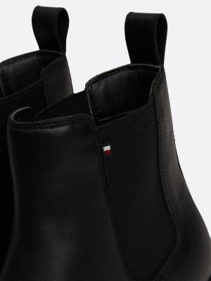 bottes chelsea en cuir fourrées noir pour hommes tommy hilfiger