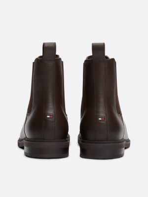 braun warm gefütterter chelsea-boot aus leder für herren - tommy hilfiger