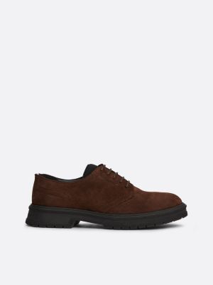 brown lace-up derby-schuh aus wildleder für herren - tommy hilfiger