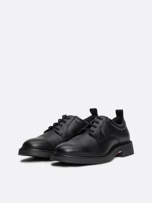 black lightweight leather derby shoes for men tommy hilfiger