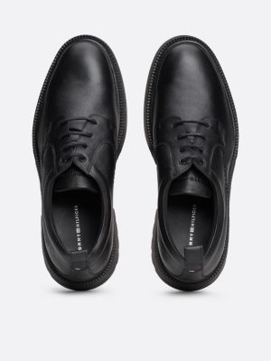 scarpe derby leggere in pelle nero da uomini tommy hilfiger