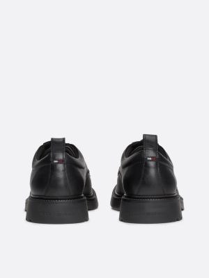 scarpe derby leggere in pelle nero da uomini tommy hilfiger