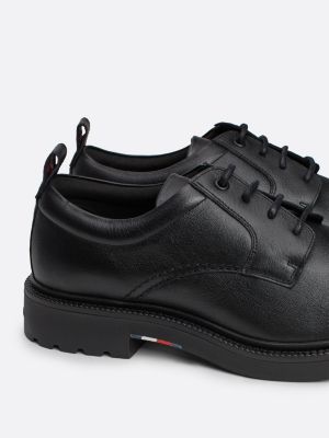 black lightweight leather derby shoes for men tommy hilfiger