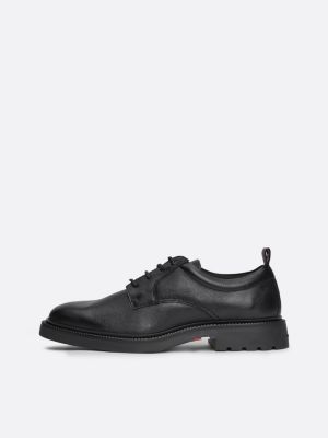 black lightweight leather derby shoes for men tommy hilfiger