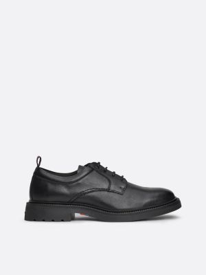 black lightweight leather derby shoes for men tommy hilfiger