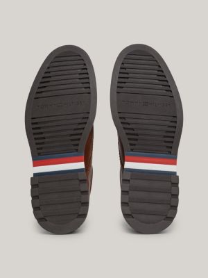 scarpe derby leggere in pelle marrone da uomini tommy hilfiger