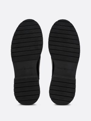 bottes chelsea en cuir verni fourrées noir pour hommes tommy hilfiger