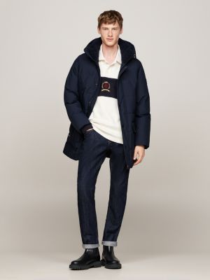 bottes chelsea en cuir verni fourrées noir pour hommes tommy hilfiger