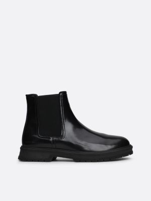 Mens black patent leather chelsea boots best sale