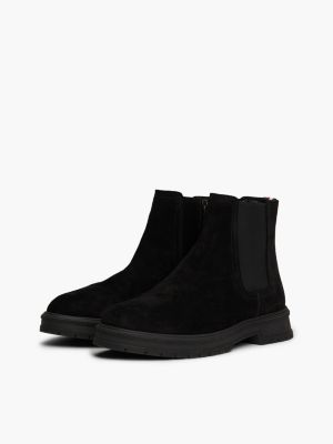 black suede zip-up chelsea boots for men tommy hilfiger