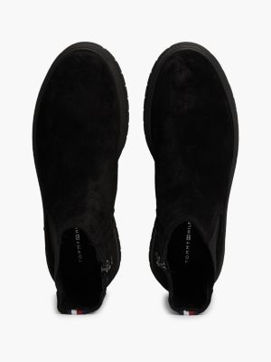 schwarz chelsea-boot aus wildleder mit reißverschluss für herren - tommy hilfiger
