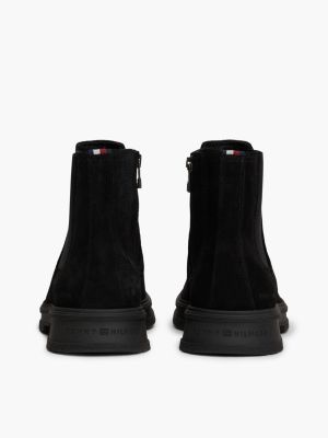 schwarz chelsea-boot aus wildleder mit reißverschluss für herren - tommy hilfiger