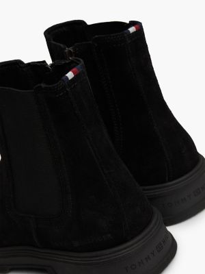 black suede zip-up chelsea boots for men tommy hilfiger