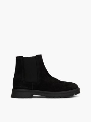 black chelsea-boot aus wildleder mit reißverschluss für herren - tommy hilfiger