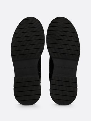 black water repellent suede mid boots for men tommy hilfiger