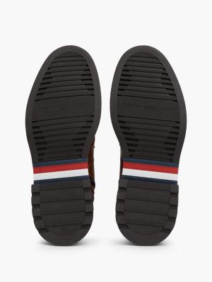 stivaletti leggeri stringati in pelle marrone da uomini tommy hilfiger