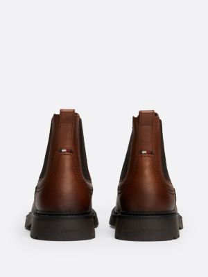 brown lightweight leather chelsea boots for men tommy hilfiger