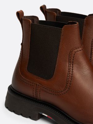 bruin lichtgewicht leren chelsea boot voor heren - tommy hilfiger