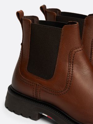 brown lightweight leather chelsea boots for men tommy hilfiger