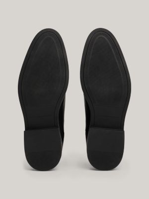 zwart leren chelsea boot met vlag in reliëf voor heren - tommy hilfiger