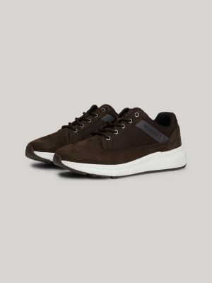 brown leather lace-up hybrid shoes for men tommy hilfiger
