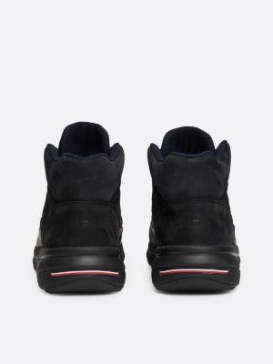 schwarz mittelhoher hybrid-stiefel aus leder für herren - tommy hilfiger