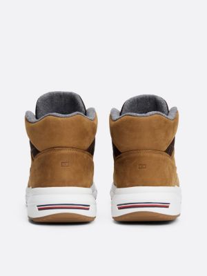 botas híbridas de media caña en piel beige de hombres tommy hilfiger
