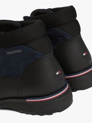 blue leather lace-up ankle boots for men tommy hilfiger