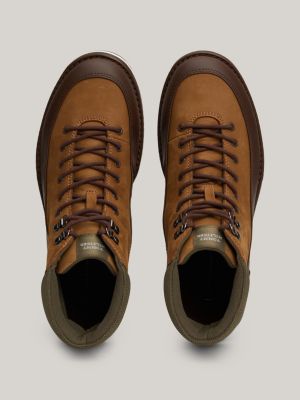 brown leather lace-up ankle boots for men tommy hilfiger