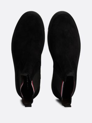 black suede signature tape chelsea boots for men tommy hilfiger