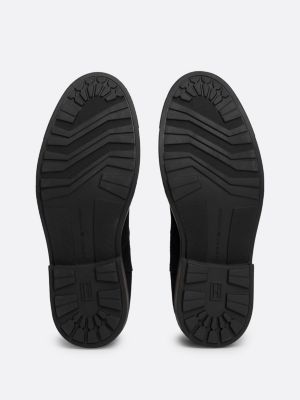 bottes chelsea en daim à bande emblématique bleu pour hommes tommy hilfiger