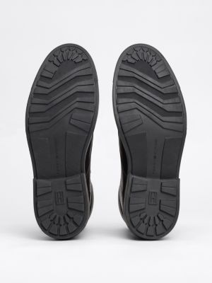schwarz warm gefütterter stiefel aus narbenleder für herren - tommy hilfiger