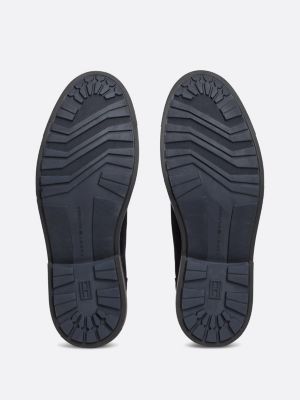 blauw suède halfhoge veterlaars voor heren - tommy hilfiger