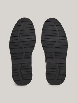 bottes en cuir à lacets et semelle épaisse noir pour hommes tommy hilfiger